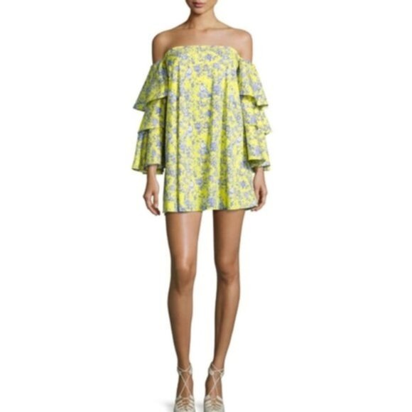 Caroline Constas‎ Carmen Ruffle-Sleeve Dress Women Size Small - Picture 1 of 7
